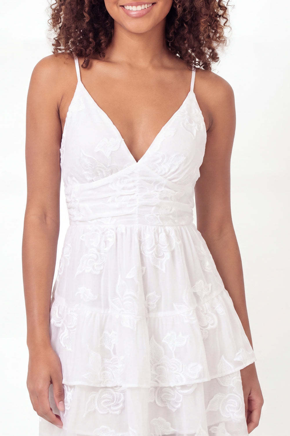 Floral A Line White Short Graduation Dress