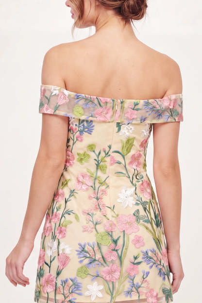 Yellow Floral A Line Short Graduation Dress