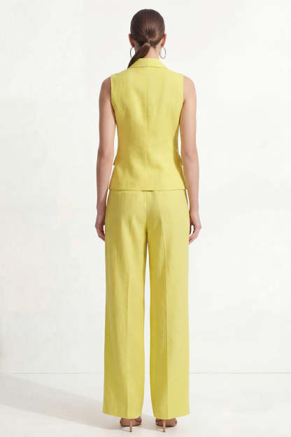 Lemon Yellow Single Breasted Peak Lapel 2 Piece Work Suits