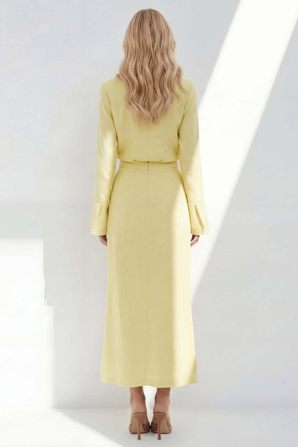 Blue Sheath Long Sleeves Peak Lapel Long Blazer dress