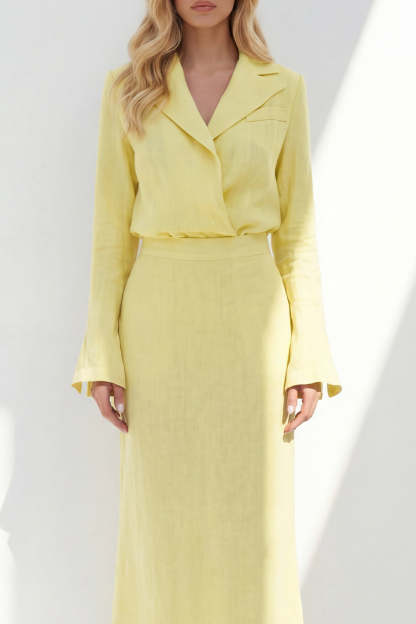 Blue Sheath Long Sleeves Peak Lapel Long Blazer dress