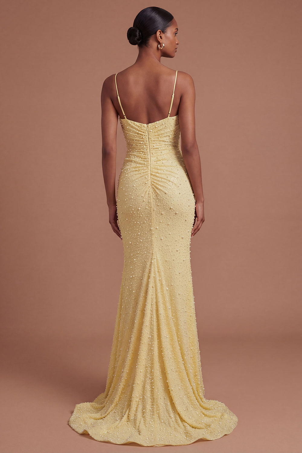 Sweetheart Beaded Mermaid Ruched Long Prom Dress with Slit