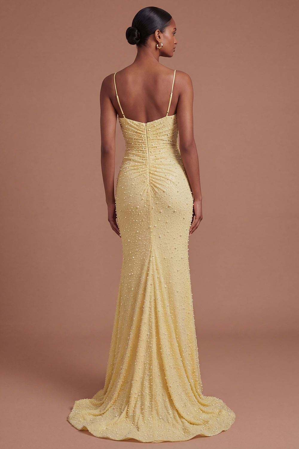 Sweetheart Beaded Mermaid Ruched Long Prom Dress with Slit