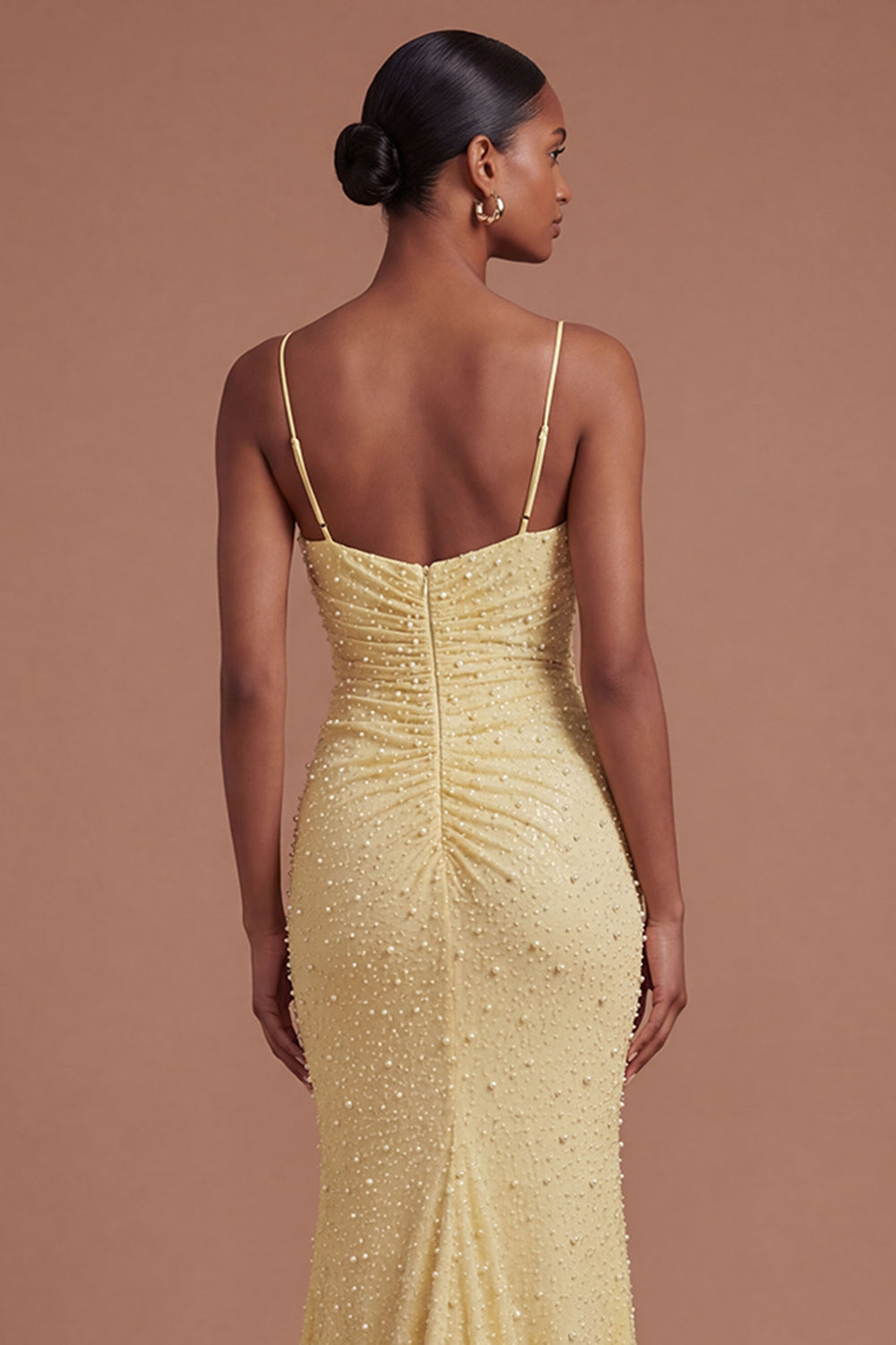 Sweetheart Beaded Mermaid Ruched Long Prom Dress with Slit