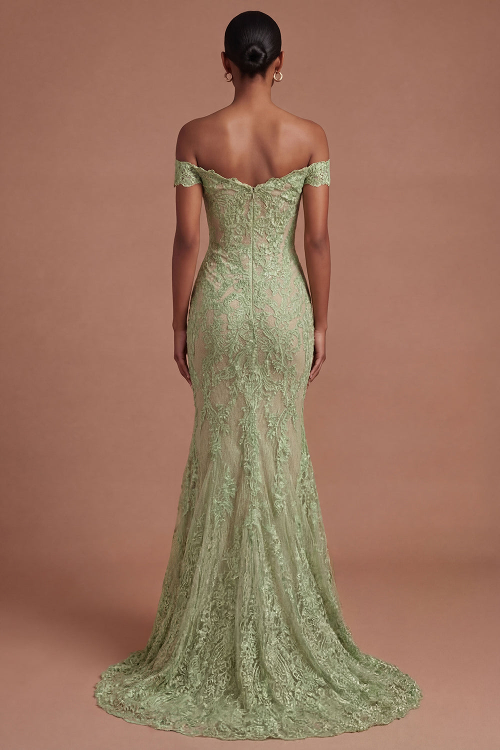 Sage Green Mermaid Off the Shoulder Long Prom Dress