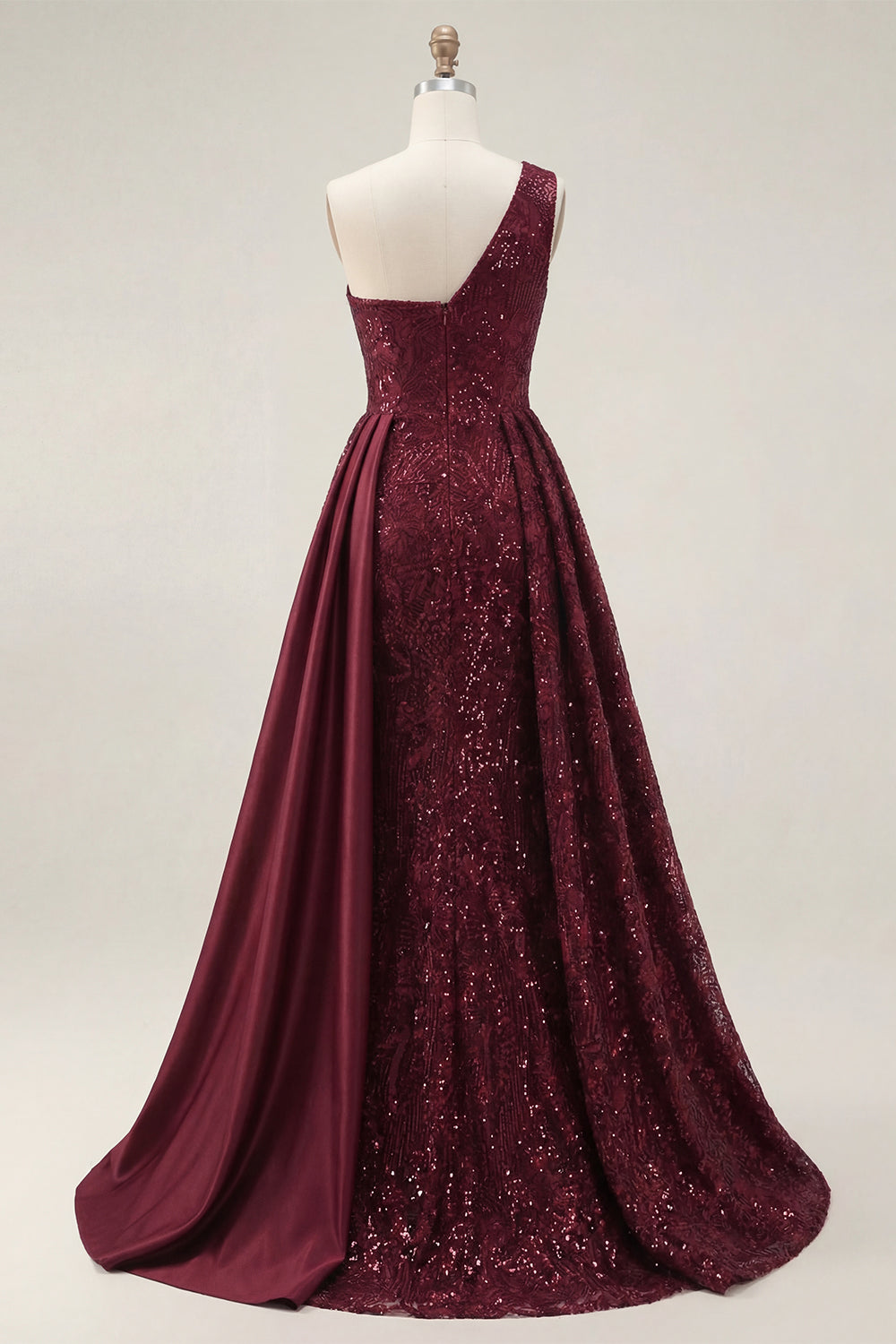 Burgundy Mermaid Sparkly Sequined Long Prom Dress with Slit
