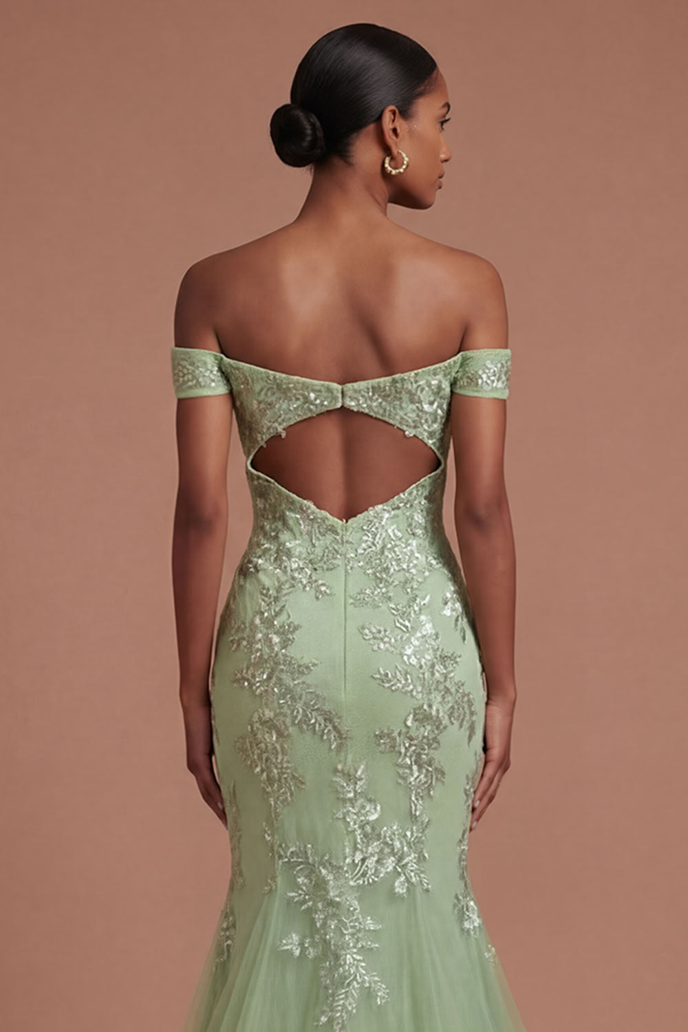 Green Floral Corset Appliqued Long Prom Dress