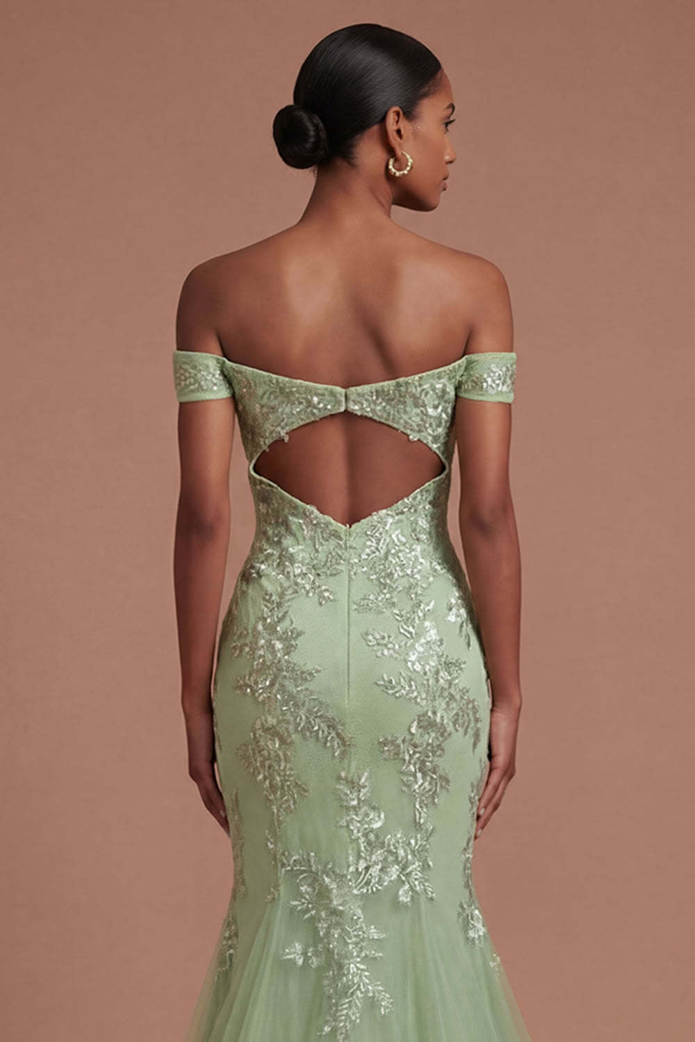 Green Floral Corset Appliqued Long Prom Dress
