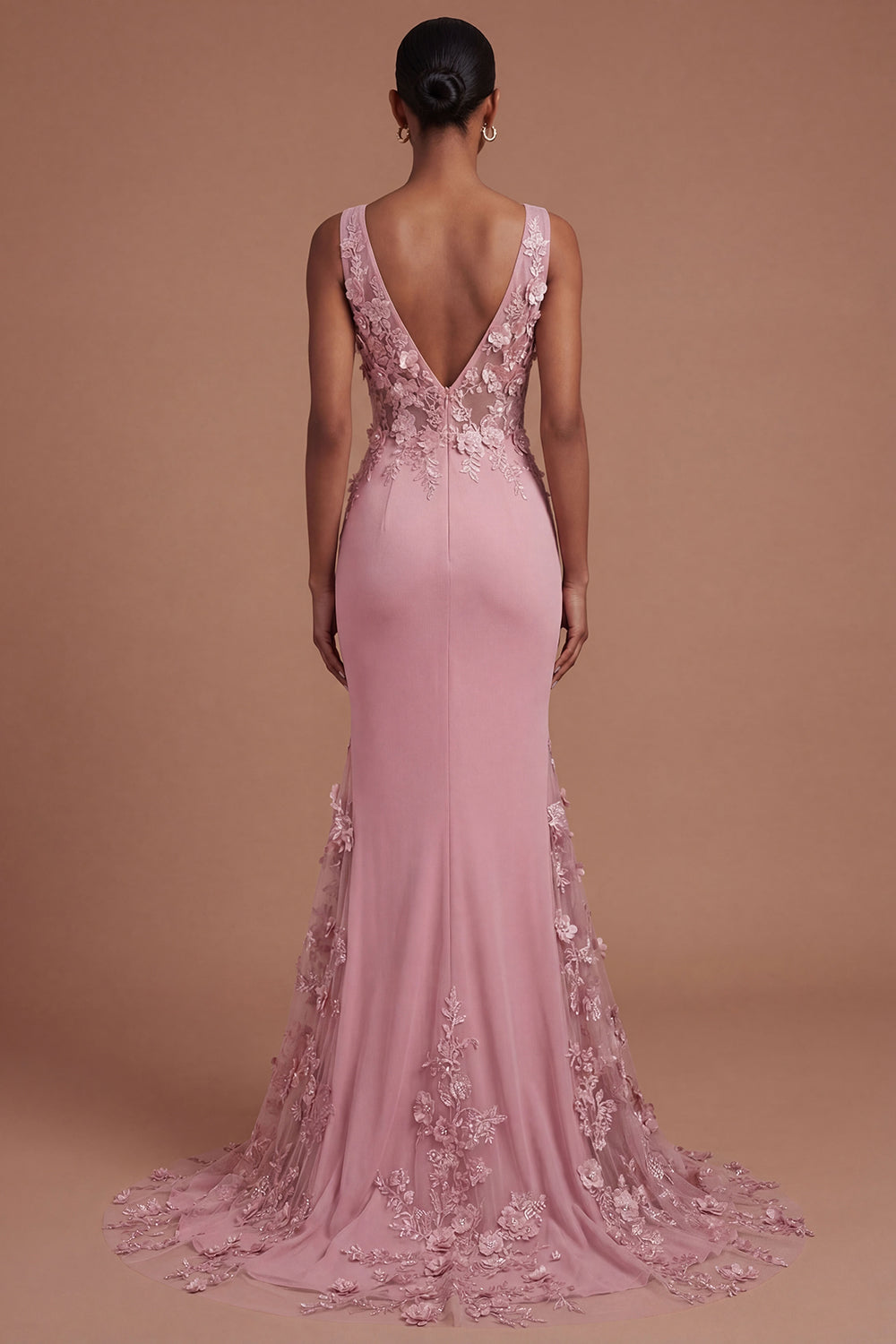 Mermaid Taro Floral Ruched Long Prom Dress