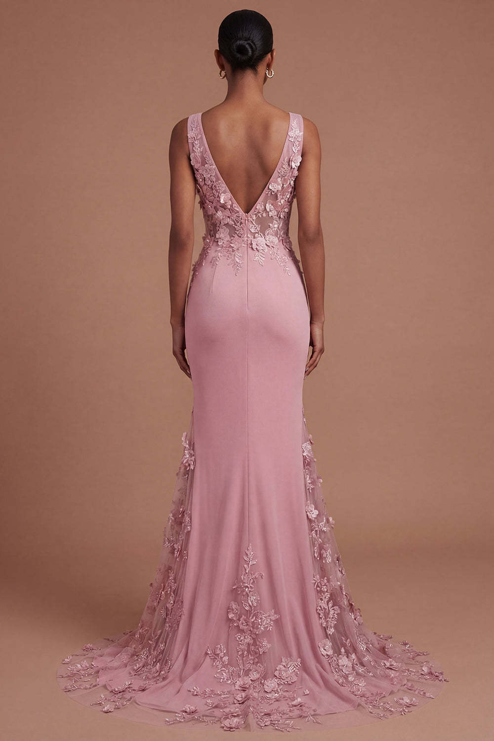 Mermaid Taro Floral Ruched Long Prom Dress