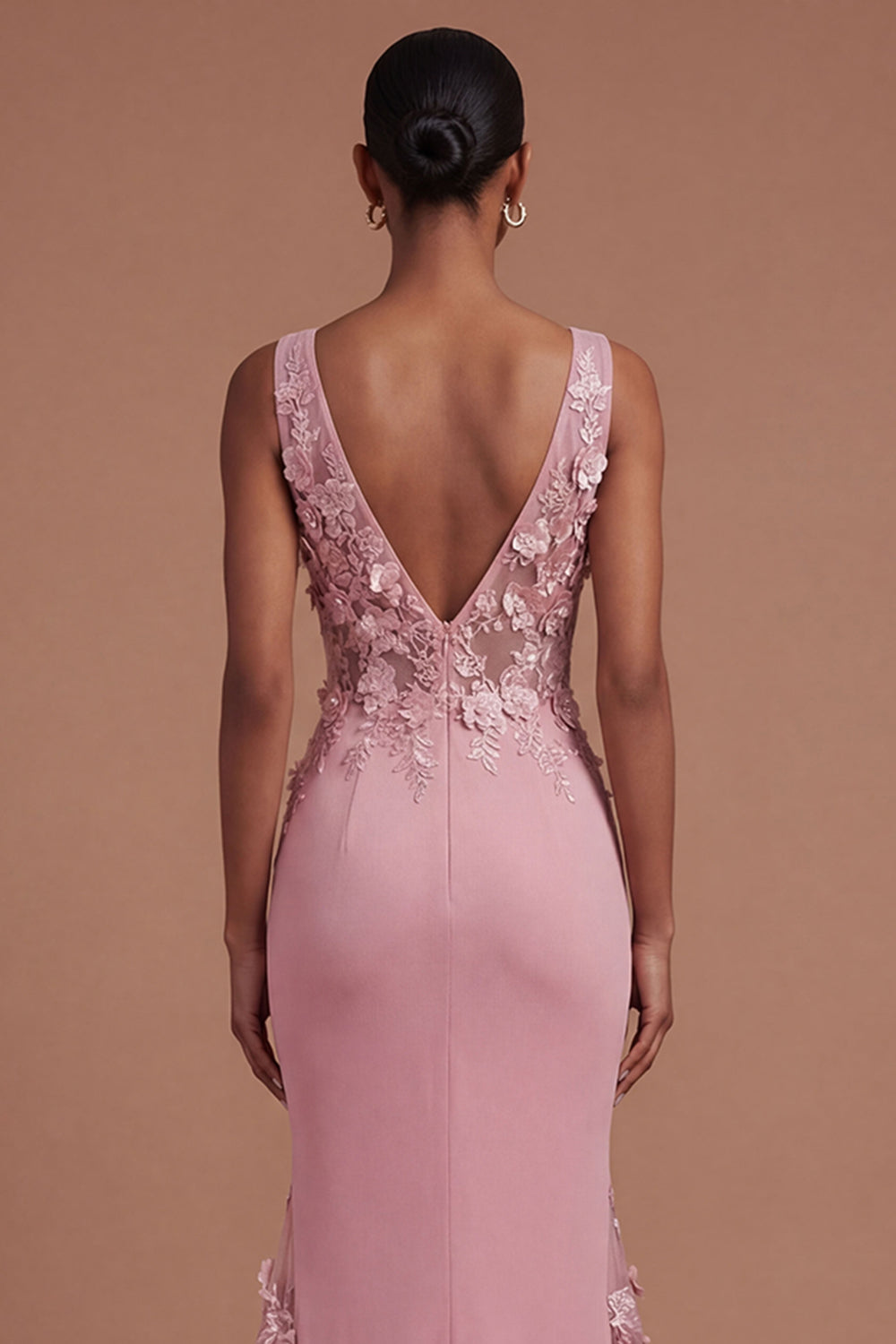 Mermaid Taro Floral Ruched Long Prom Dress