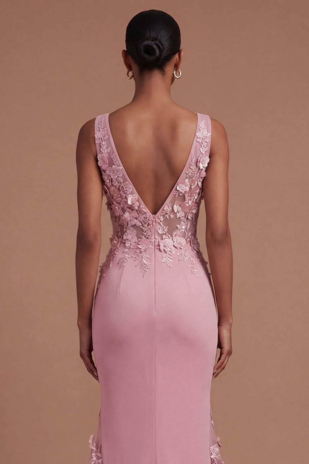 Mermaid Taro Floral Ruched Long Prom Dress