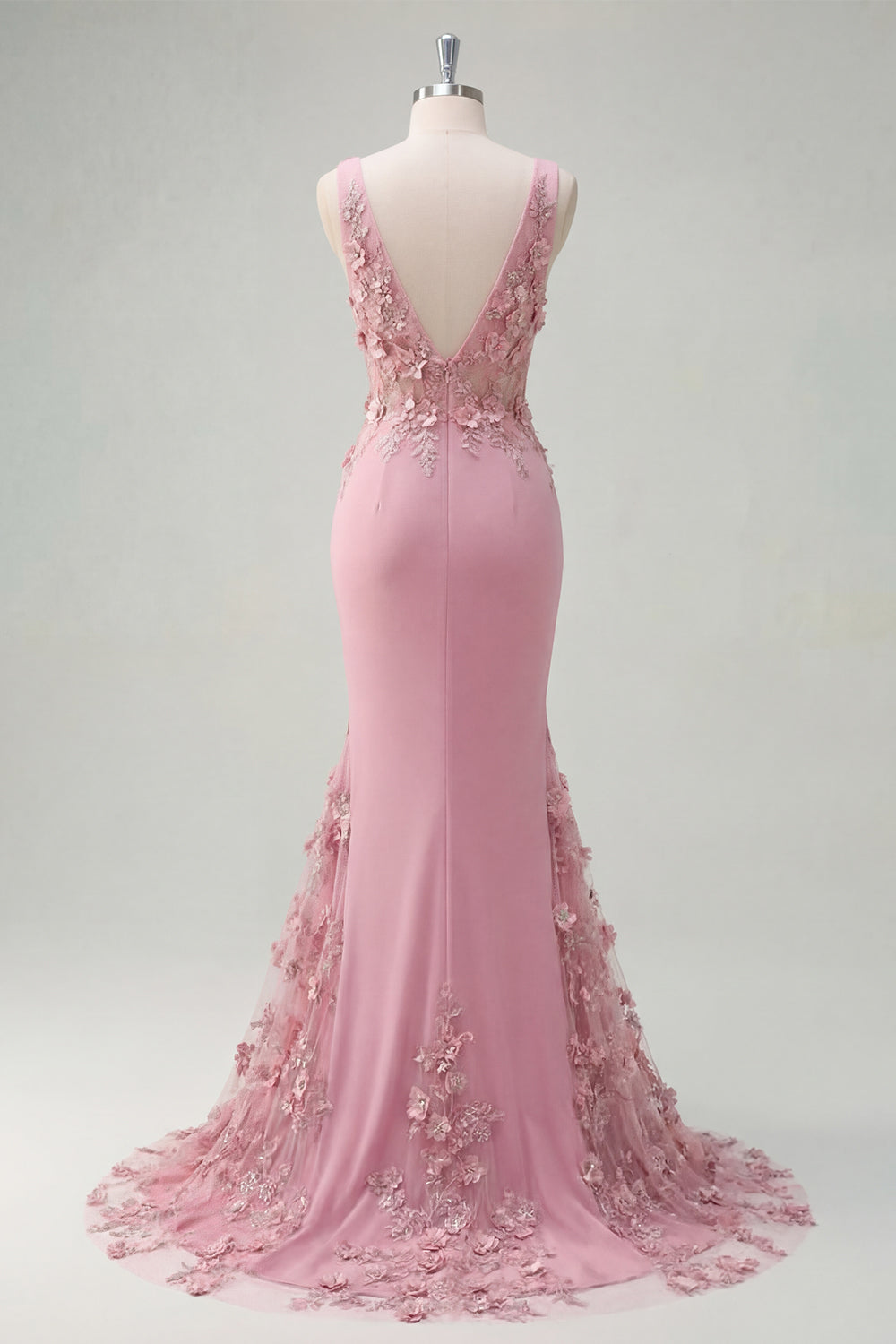 Mermaid Taro Floral Ruched Long Prom Dress