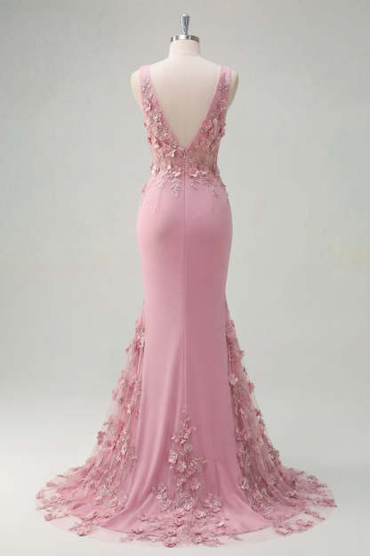 Mermaid Taro Floral Ruched Long Prom Dress