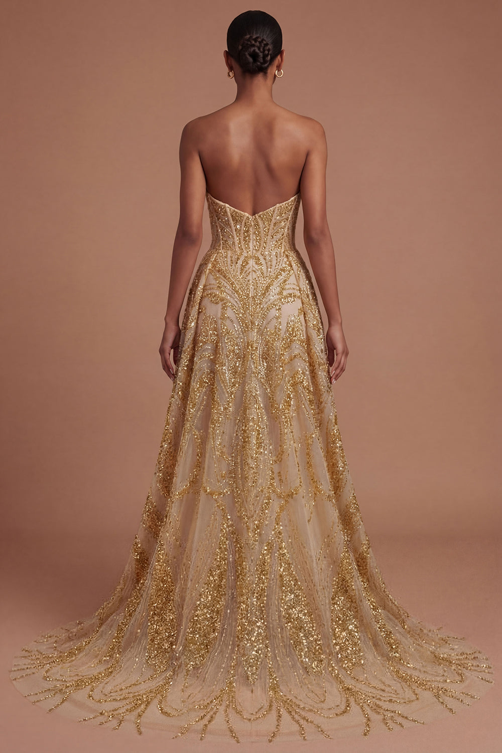 Corset Golden Sweetheart High Low Prom Dress