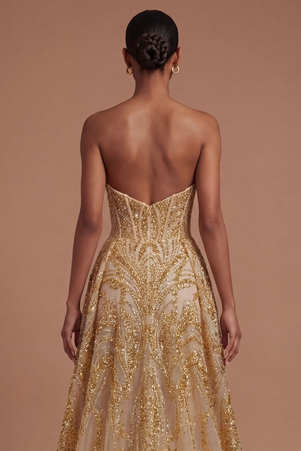 Corset Golden Sweetheart High Low Prom Dress