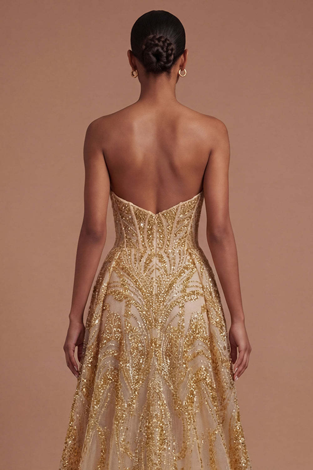 Corset Golden Sweetheart High Low Prom Dress