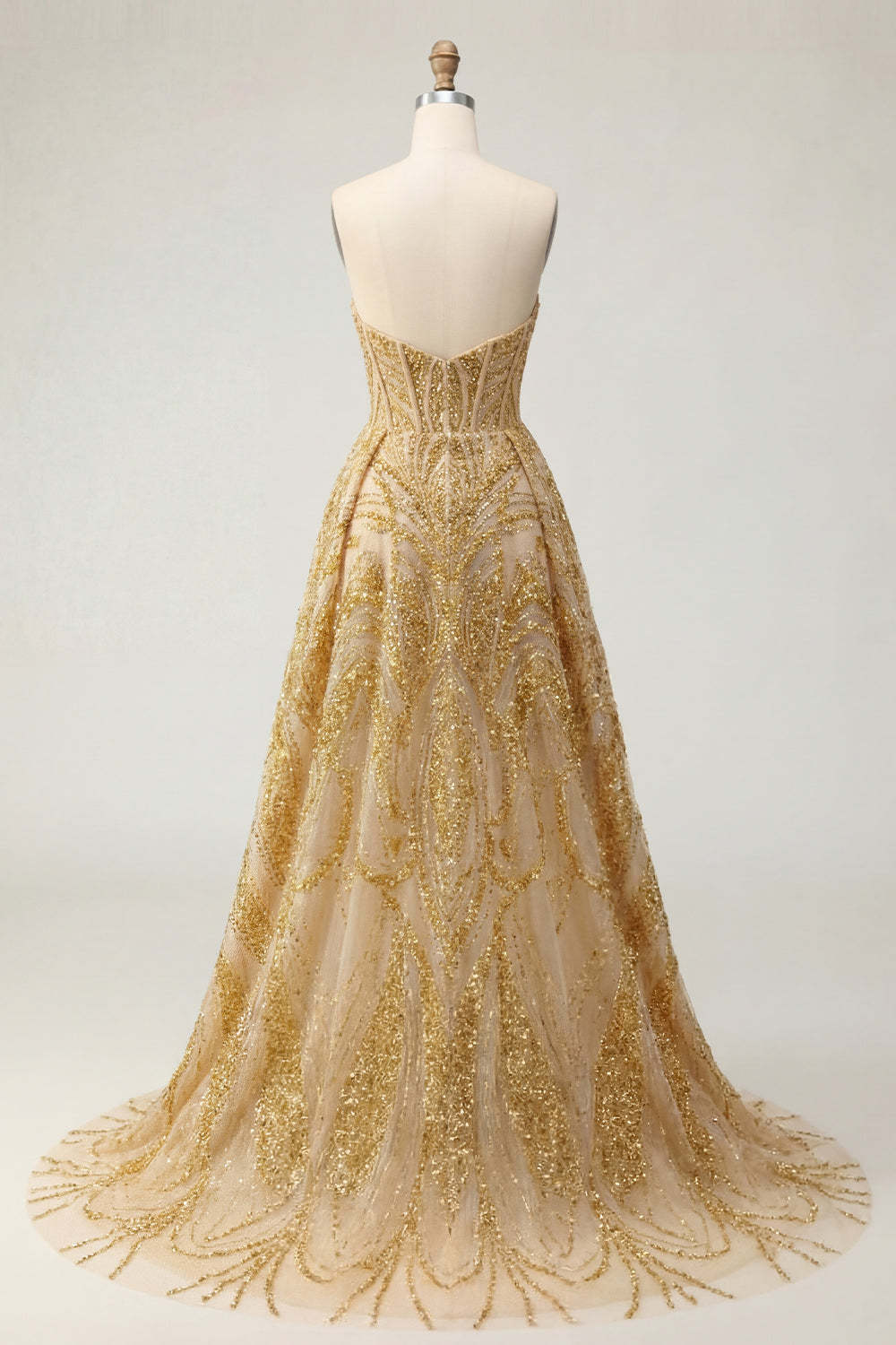 Corset Golden Sweetheart High Low Prom Dress