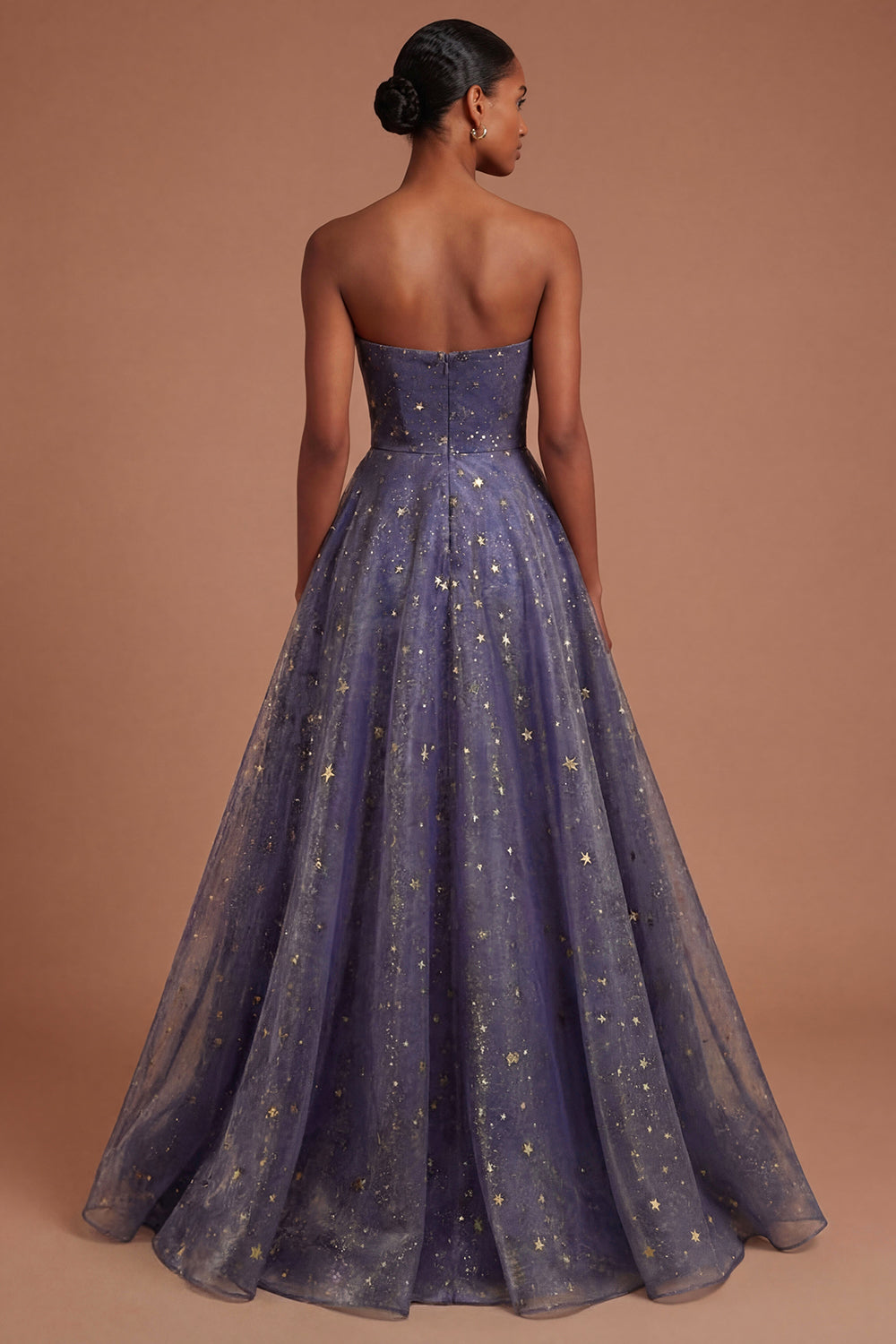 Dusty Blue Strapless A Line Long Prom Dress