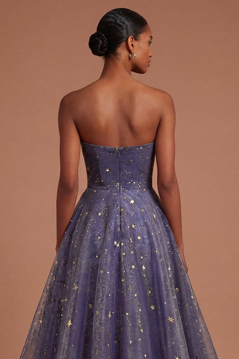 Dusty Blue Strapless A Line Long Prom Dress