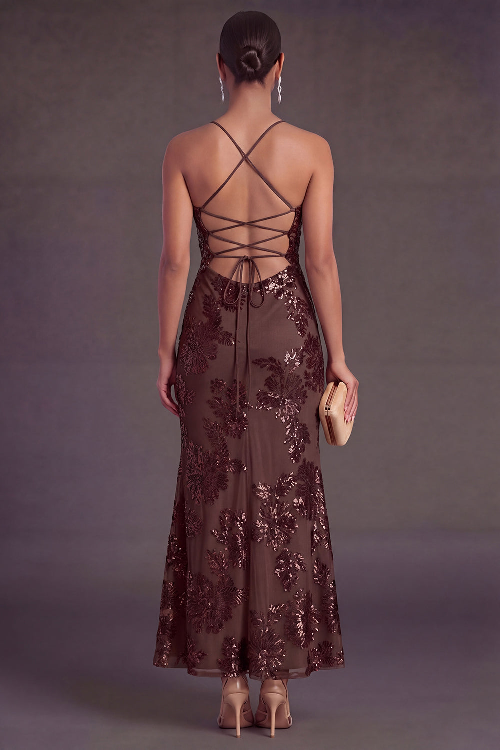 Sage Green Mermaid Floral Long Wedding Guest Dress