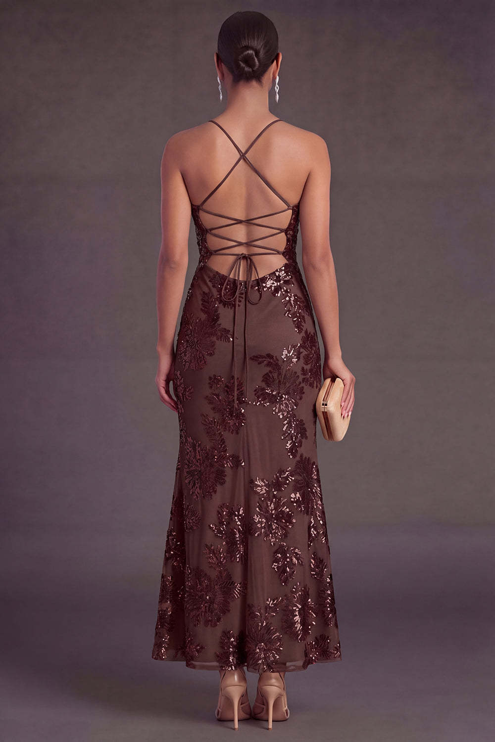 Sage Green Mermaid Floral Long Wedding Guest Dress