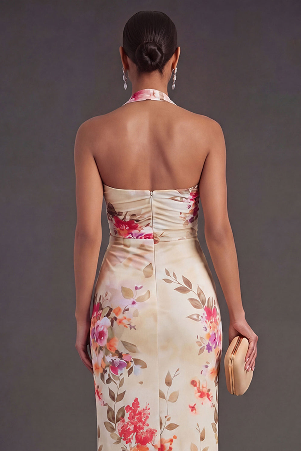 Black Sheath Halter Neck Long Wedding Guest Dress
