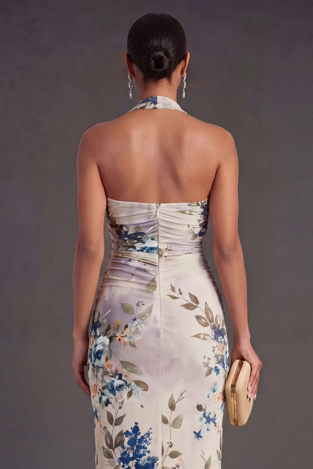 Black Sheath Halter Neck Long Wedding Guest Dress