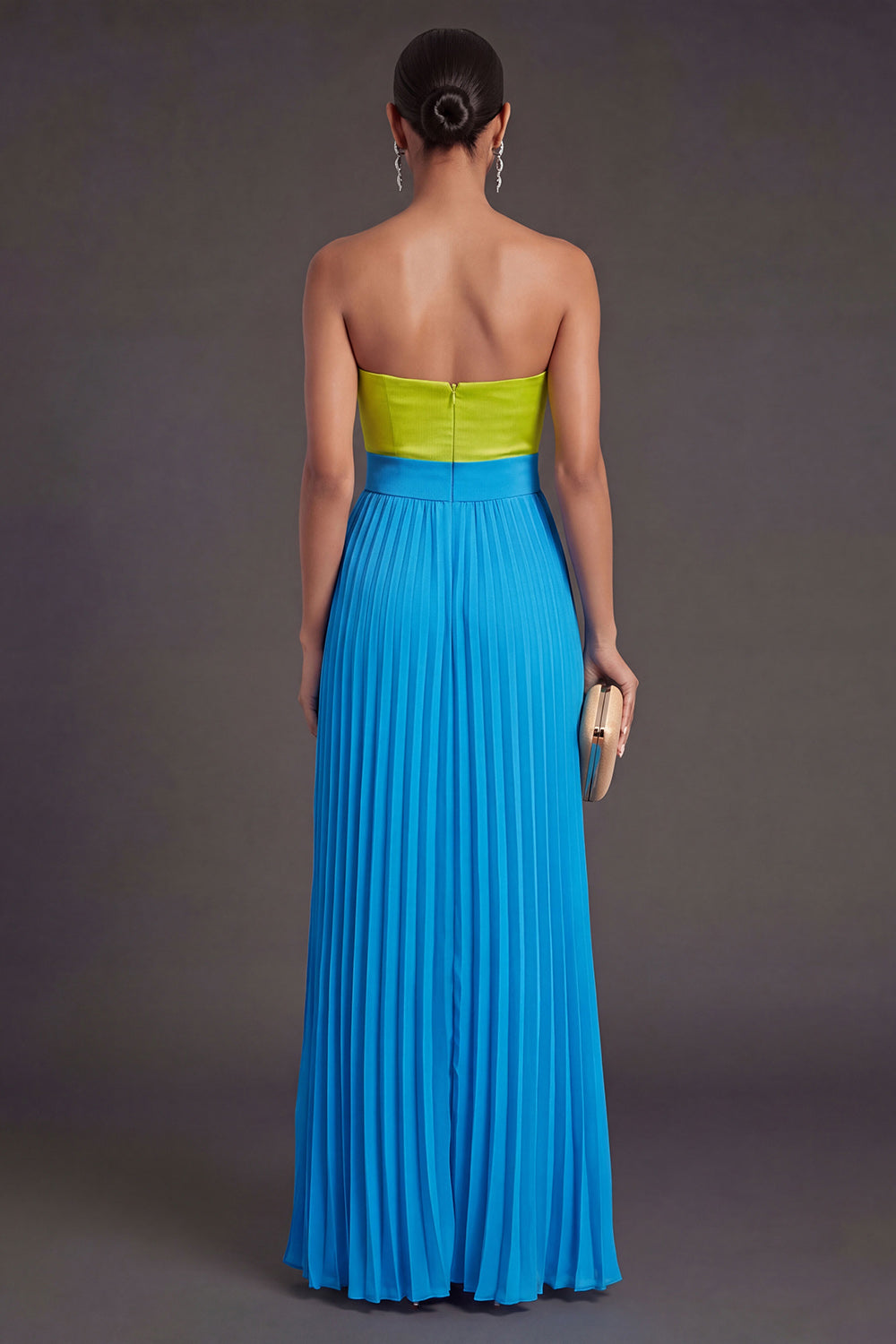 Green and Blue Sweetheart Pleated Long Formal Dress