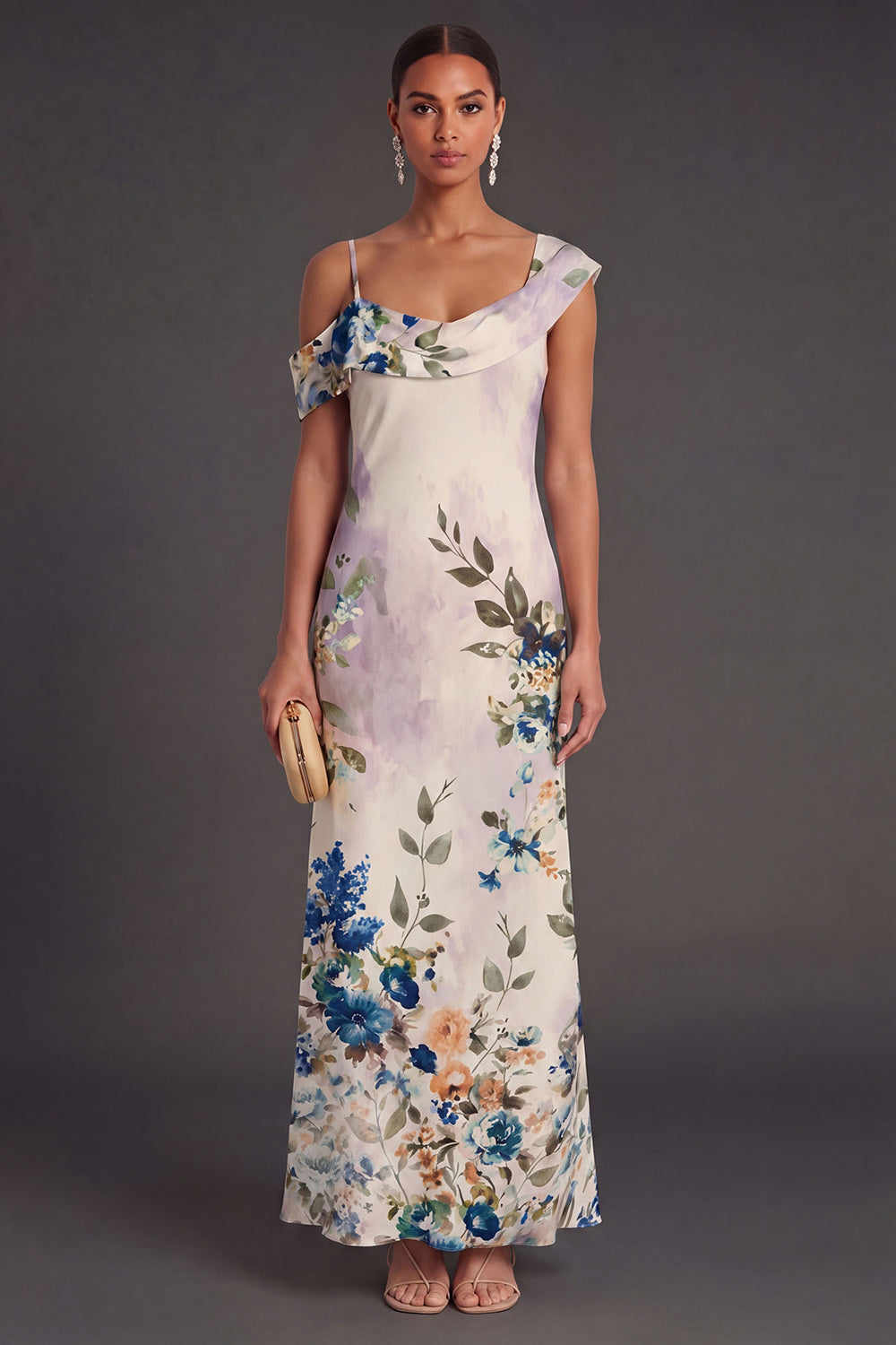 Black Floral Mermaid Long Wedding Guest Dress