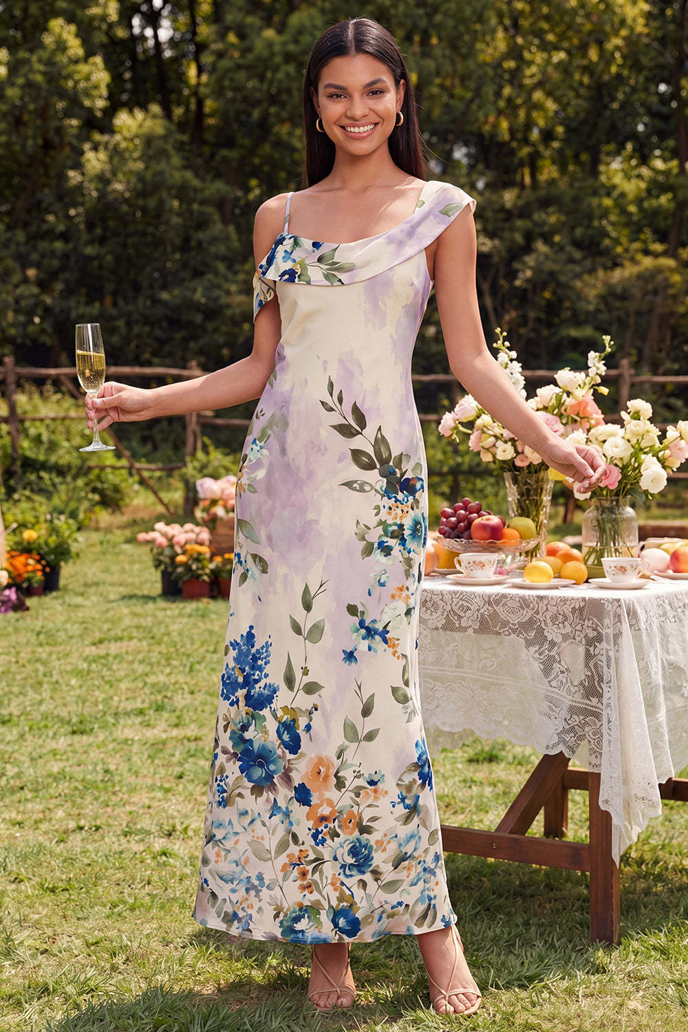Black Floral Mermaid Long Wedding Guest Dress