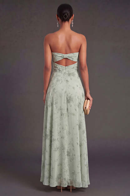 Cut Out A Line Dusty Sage Floral Long Wedding Guest Dress