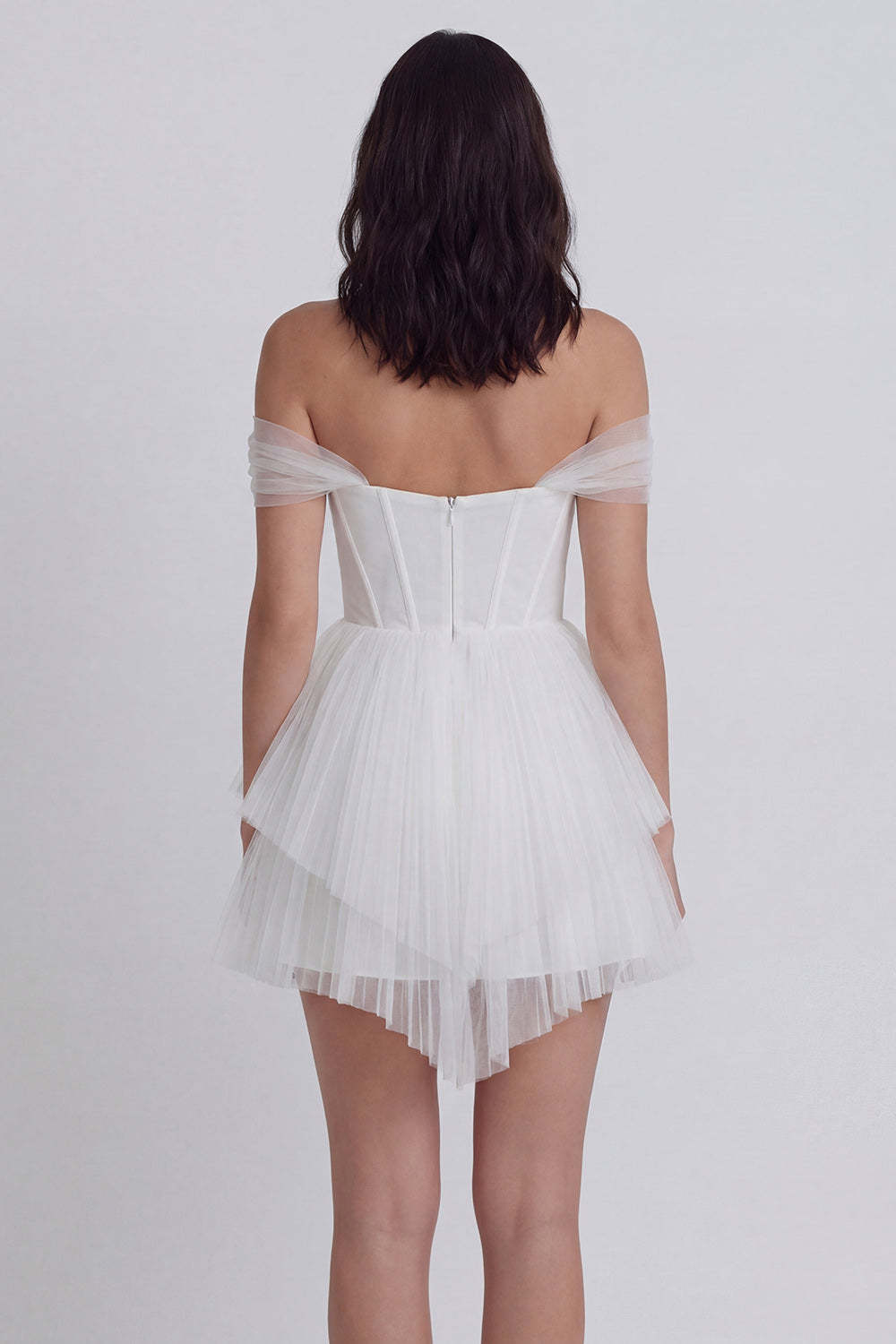 Corset Off the Shoulder Ivory A Line Short Little White Dress