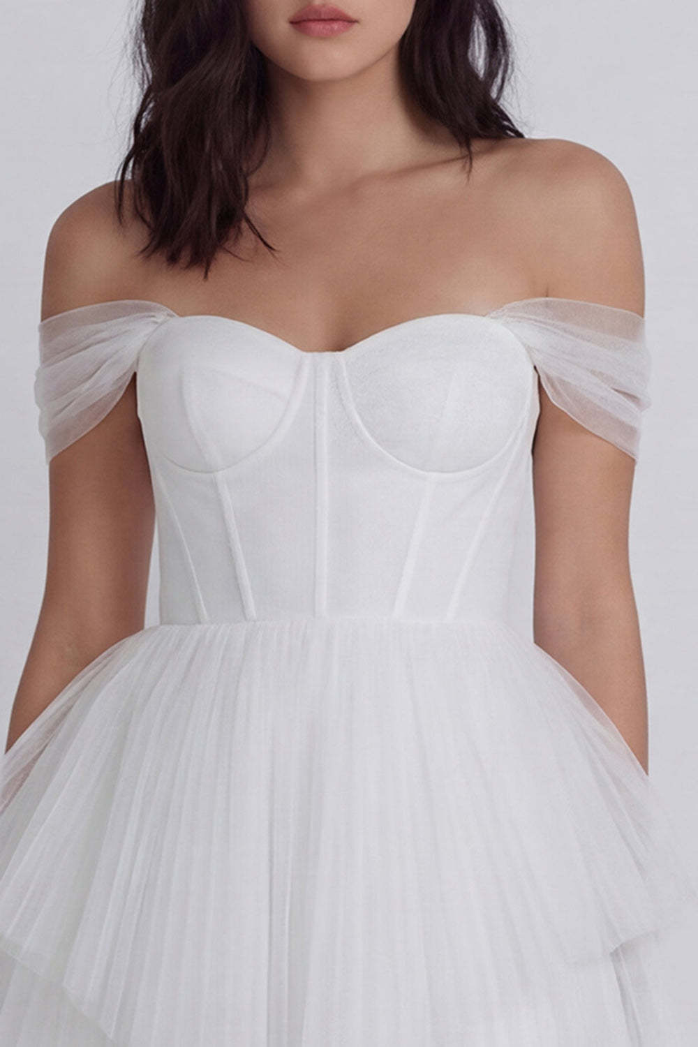 Corset Off the Shoulder Ivory A Line Short Little White Dress