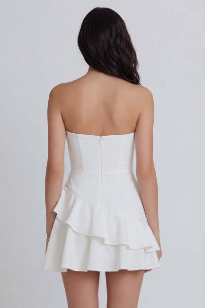 Short Sweetheart A Line Ruched Little White Dress