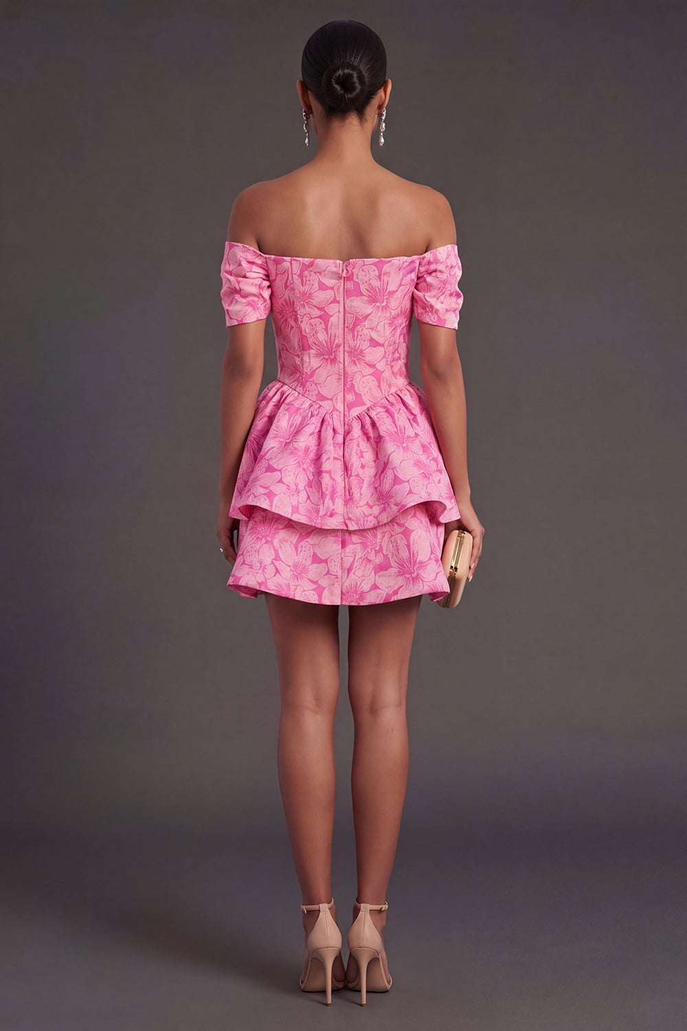 Fuchsia Floral Ruffled Short Summer Wedding Guest Dress