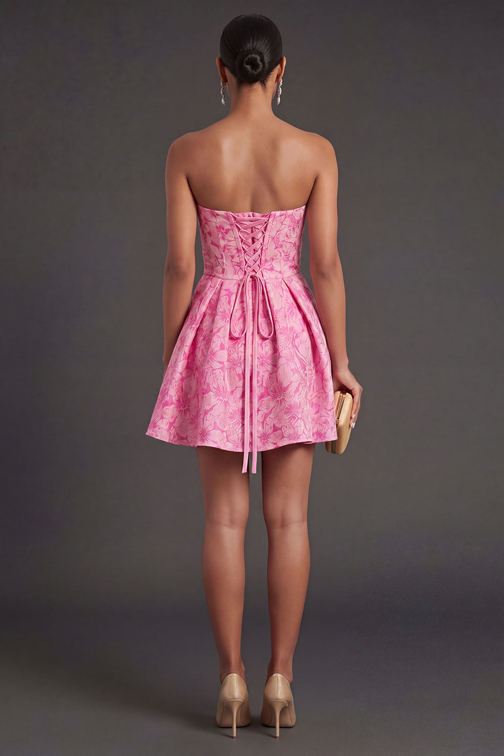 Fuchsia A Line Ruffled Backless Short Summer Wedding Guest Dress