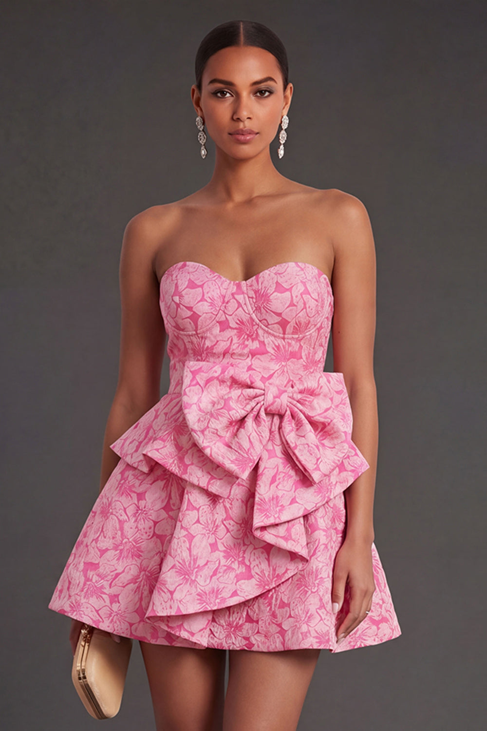 Fuchsia A Line Ruffled Backless Short Summer Wedding Guest Dress