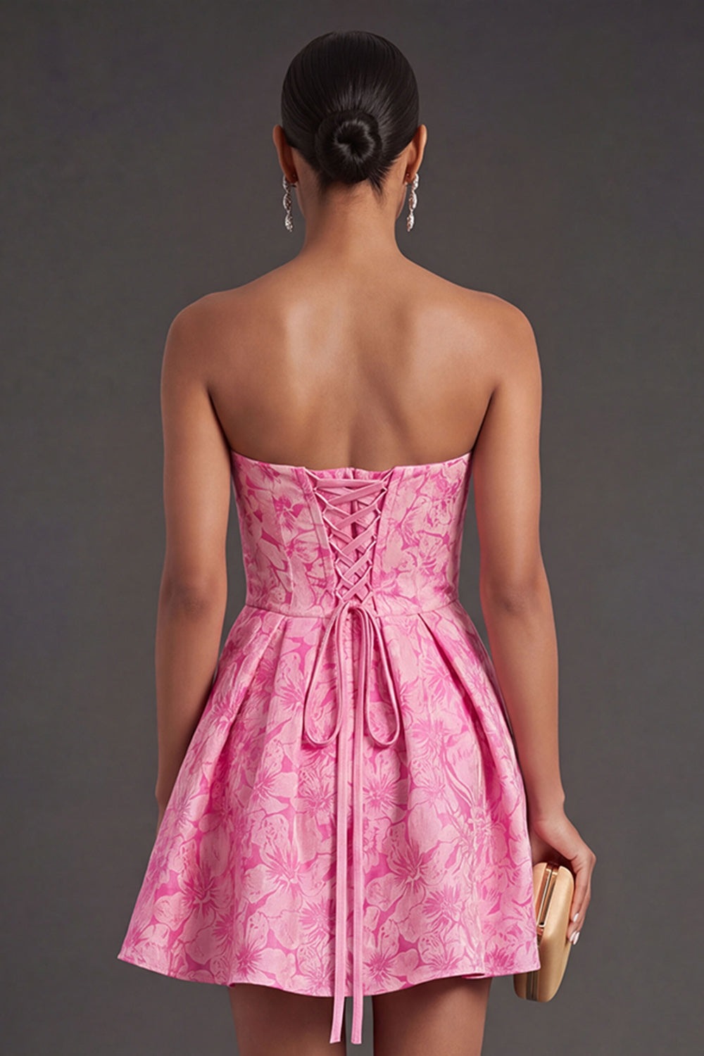 Fuchsia A Line Ruffled Backless Short Summer Wedding Guest Dress