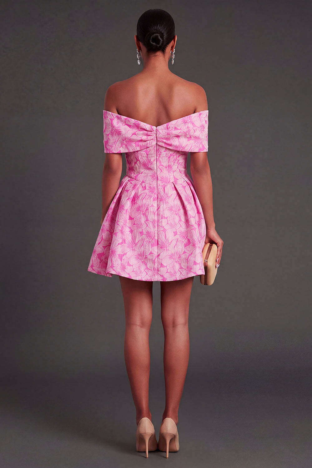 A Line Floral Fuchsia Short Summer Wedding Guest Dress