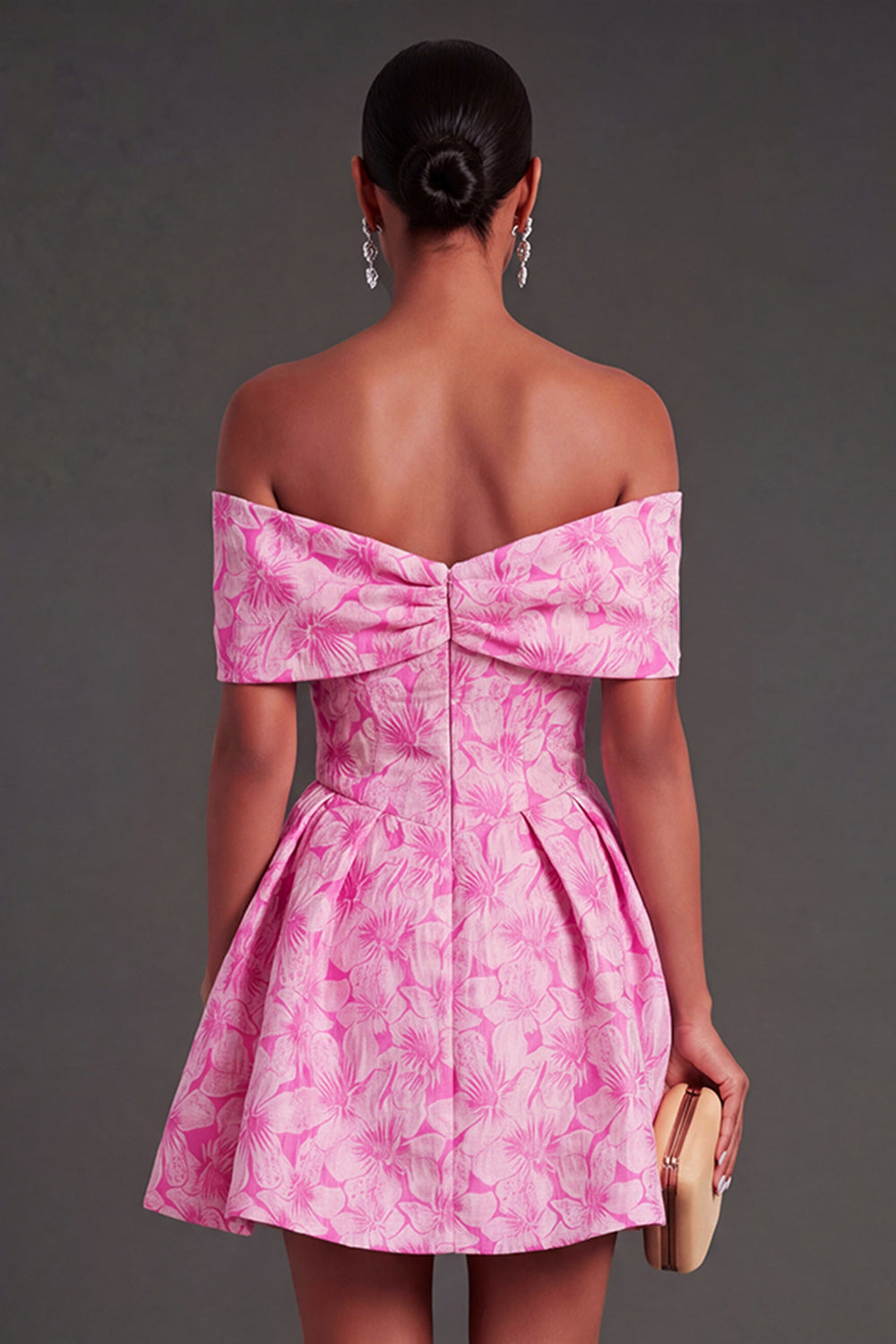 A Line Floral Fuchsia Short Summer Wedding Guest Dress