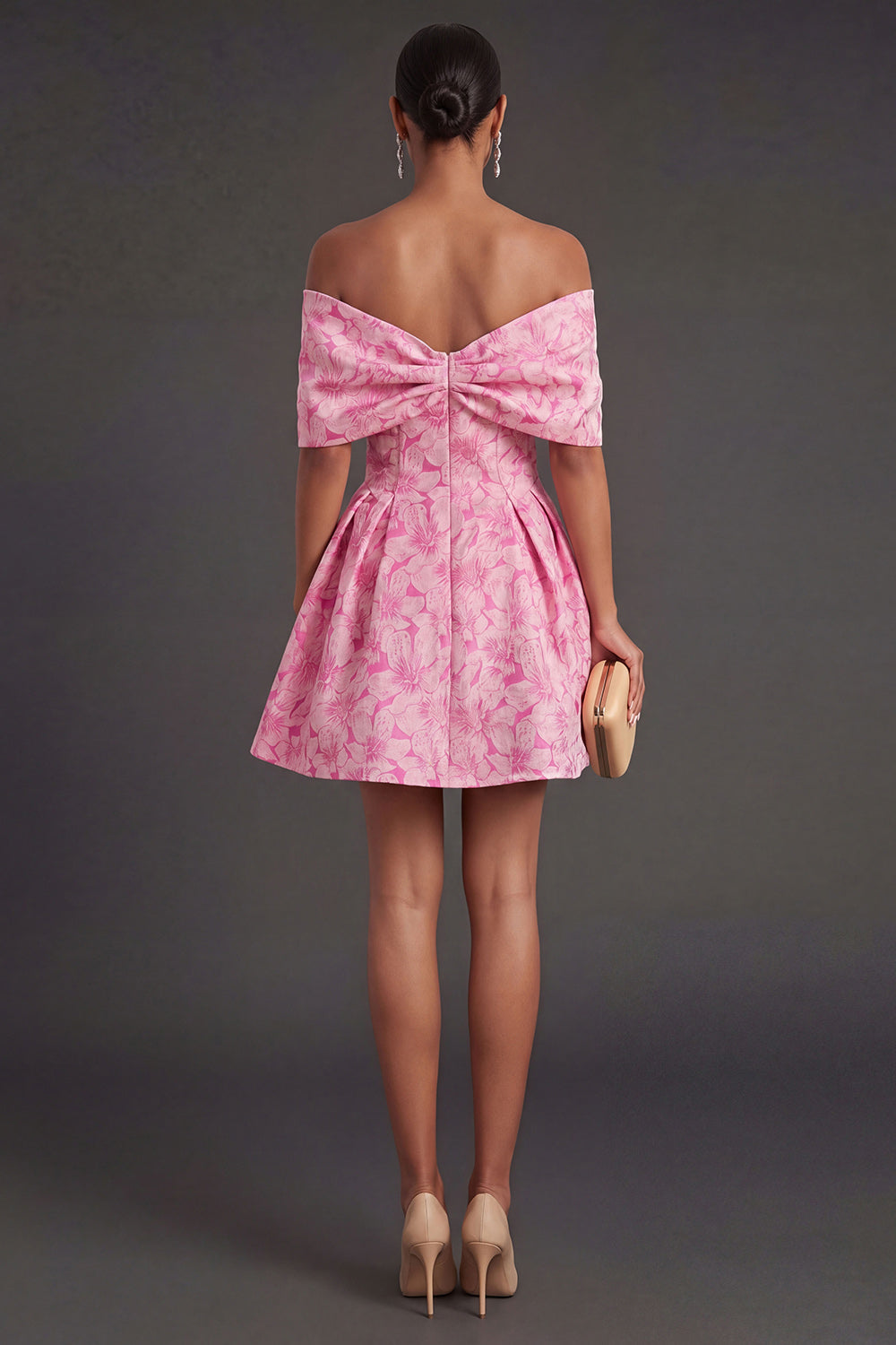 A Line Backless Sleeveless Fuchsia Wedding Guest Dress