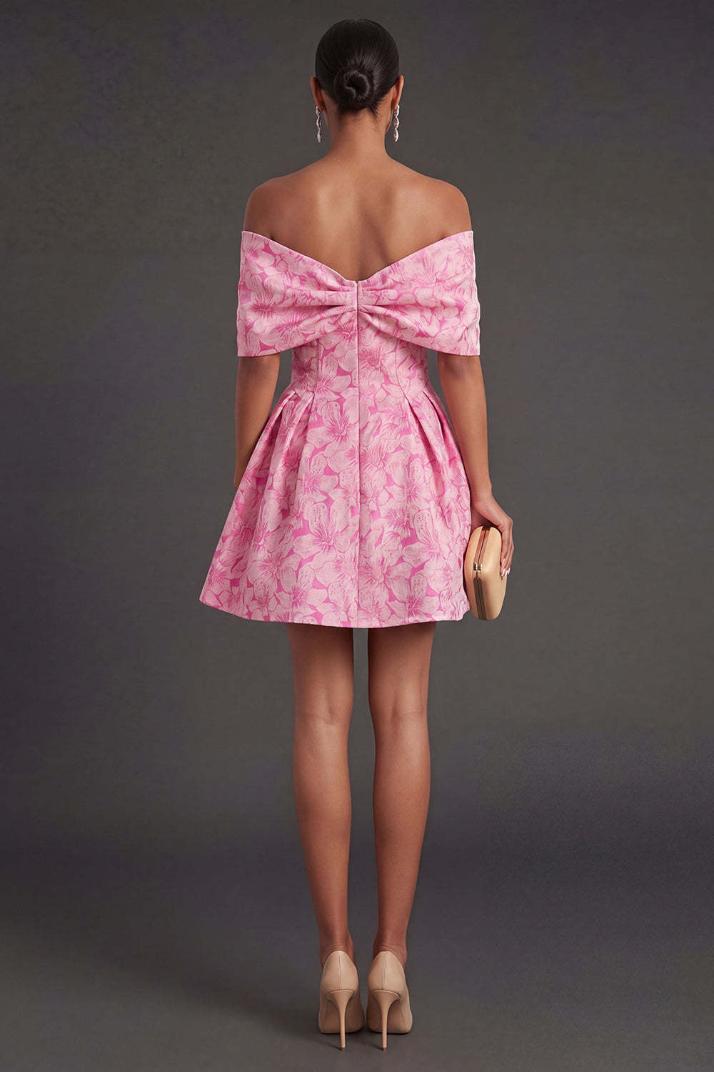 A Line Backless Sleeveless Fuchsia Wedding Guest Dress