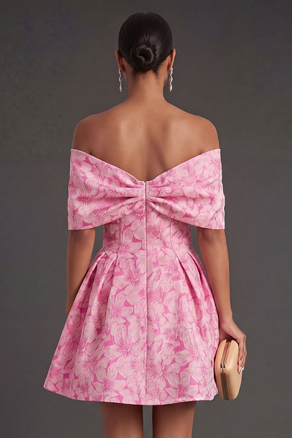 A Line Backless Sleeveless Fuchsia Wedding Guest Dress