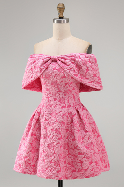 A Line Backless Sleeveless Fuchsia Wedding Guest Dress