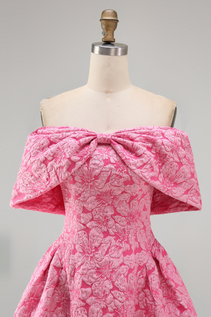 A Line Backless Sleeveless Fuchsia Wedding Guest Dress