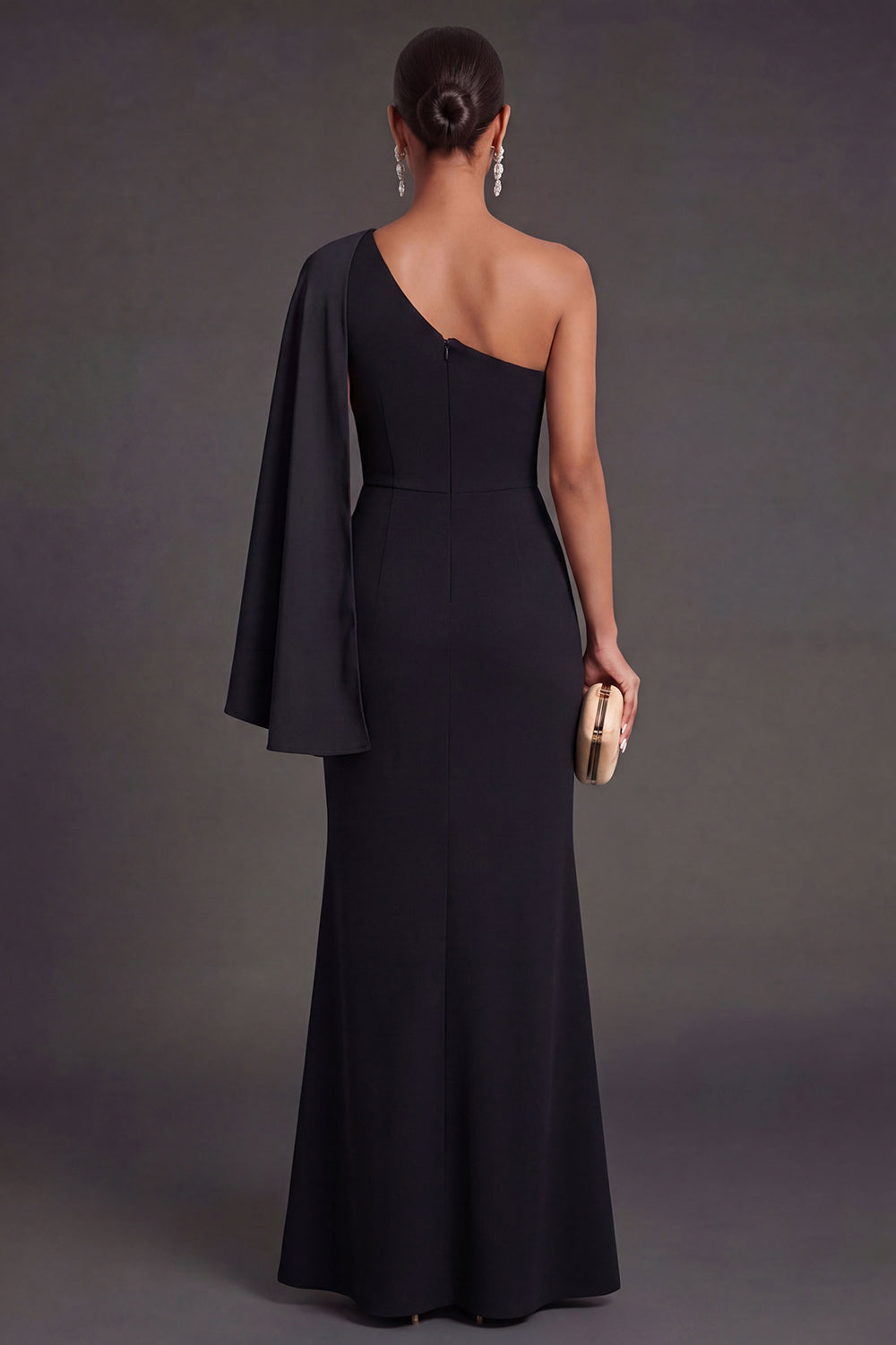 Mermaid Black One Shoulder Long Formal Dress with Slit