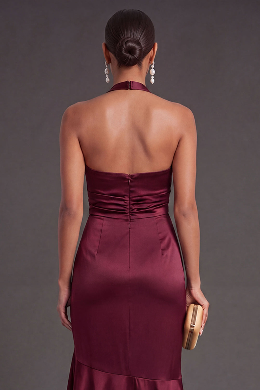 Halter Neck Mermaid Black Long Formal Dress with Slit