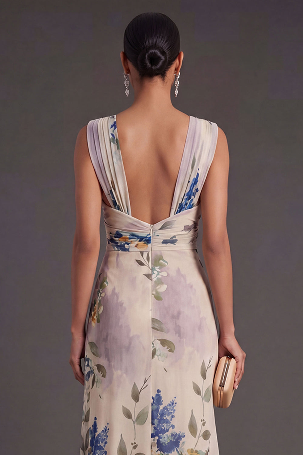 Ivory Floral Thick Straps Mermaid Long Formal Dress with Slit