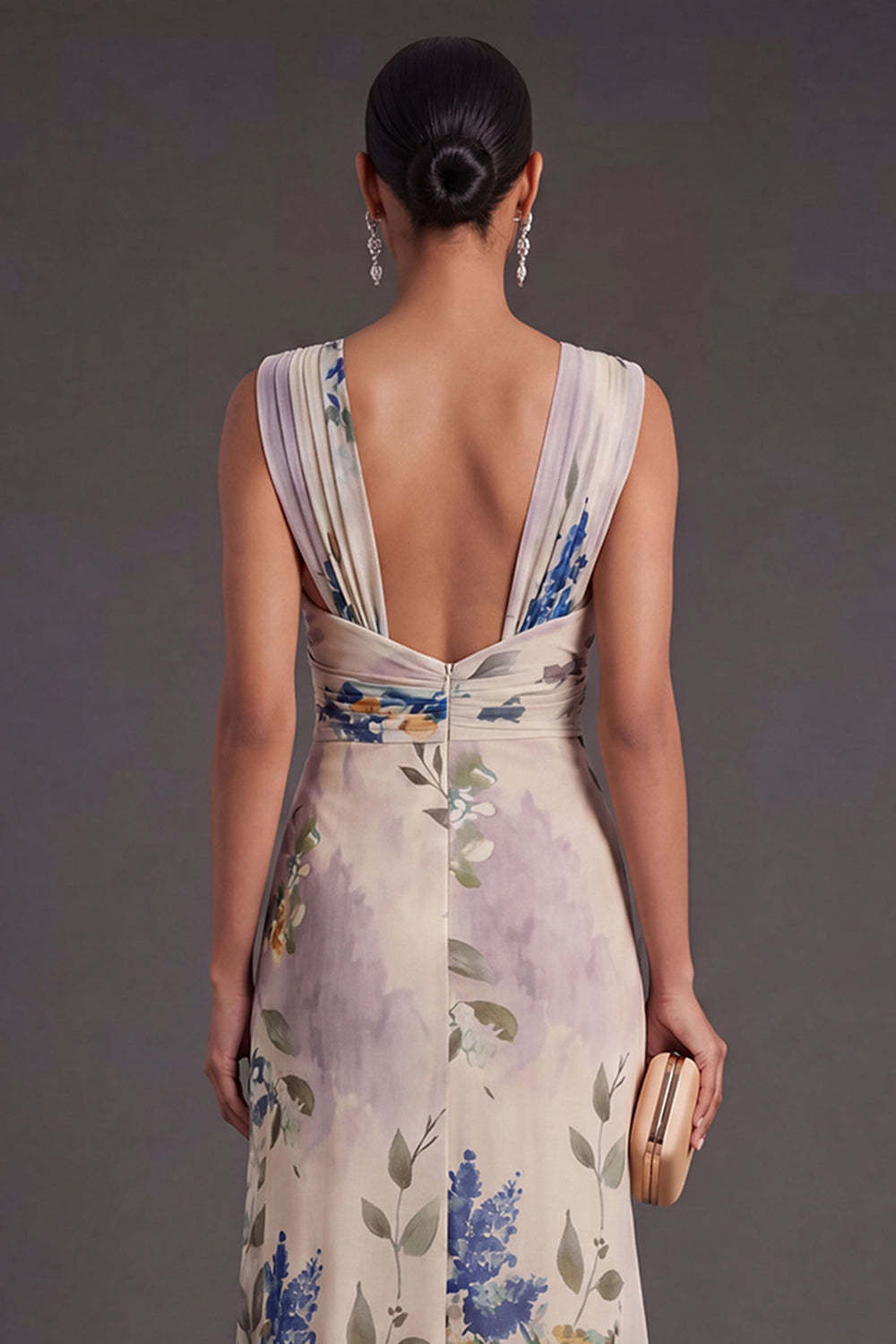 Ivory Floral Thick Straps Mermaid Long Formal Dress with Slit